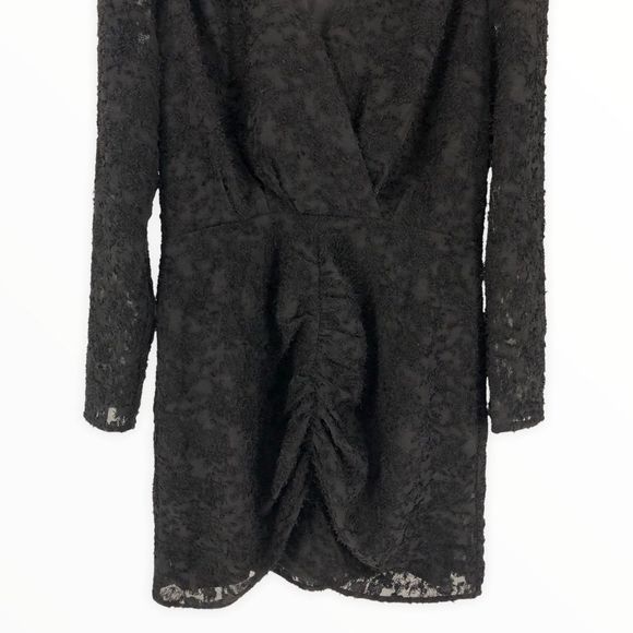 Wayf Rae Black Puff Long Sleeve Ruched Mini Dress size Large - Picture 7 of 14